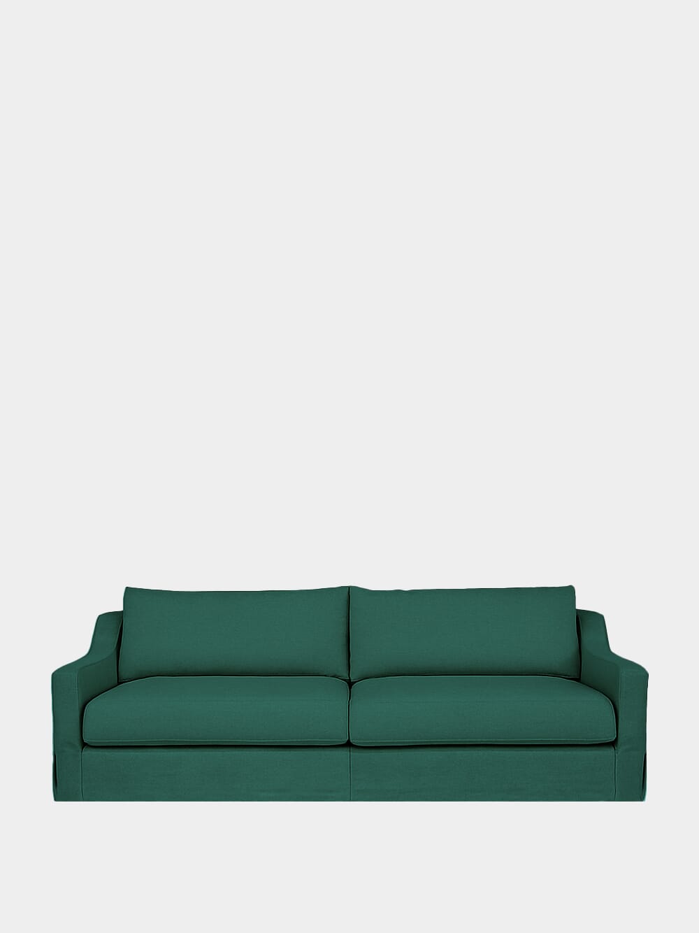 Manuel Green Linen and Wood Sofa
