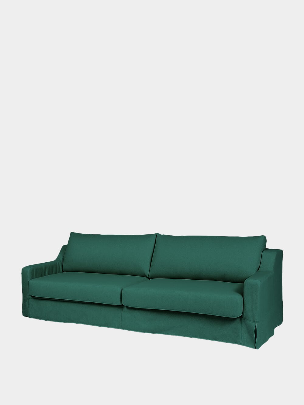 Manuel Green Linen and Wood Sofa