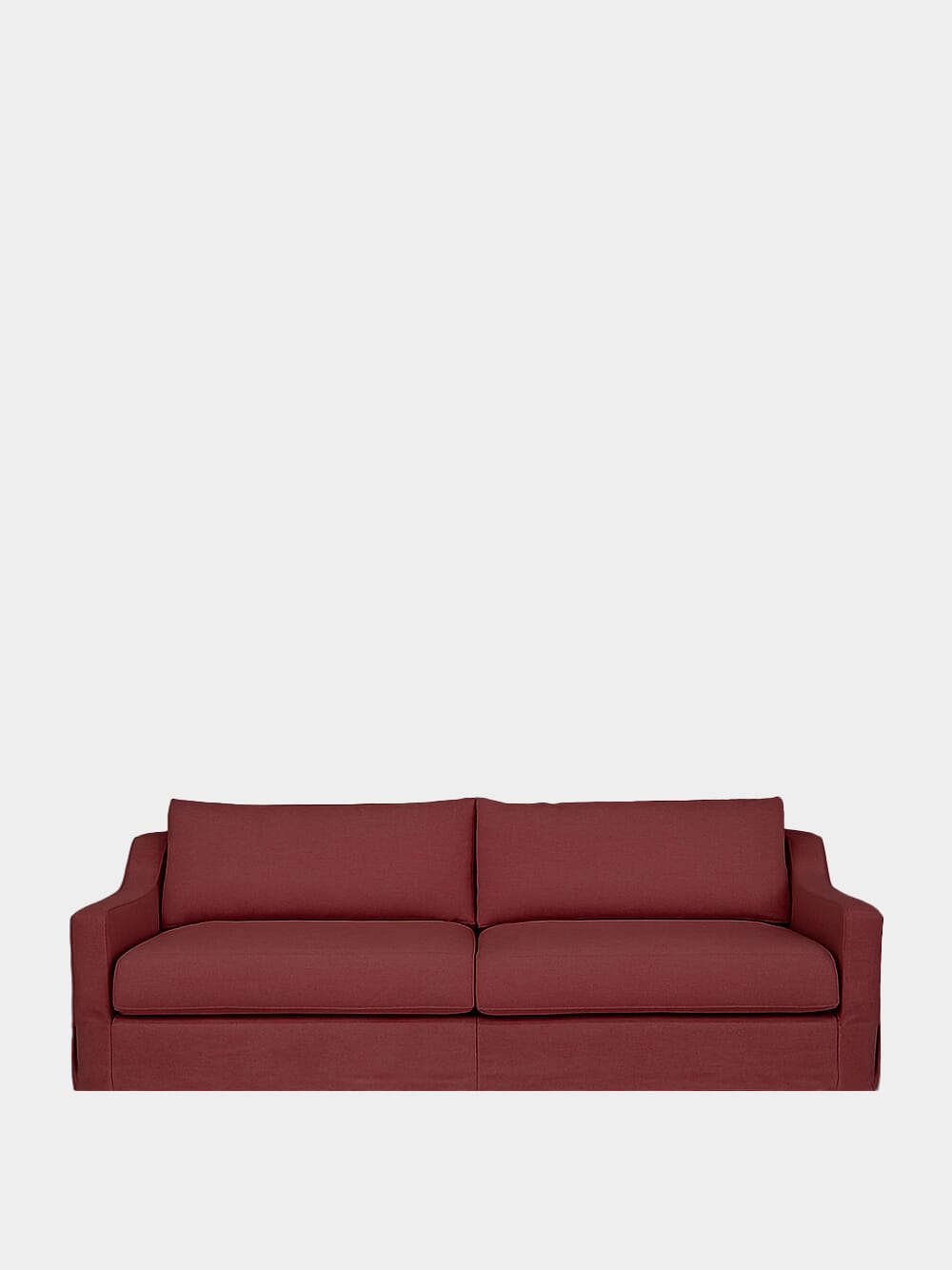 Manuel Bordeaux Linen and Wood Sofa