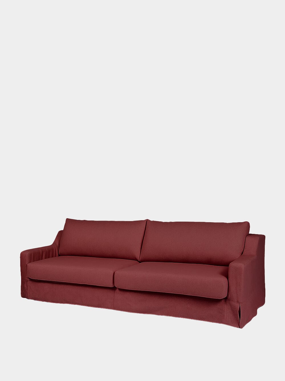 Manuel Bordeaux Linen and Wood Sofa