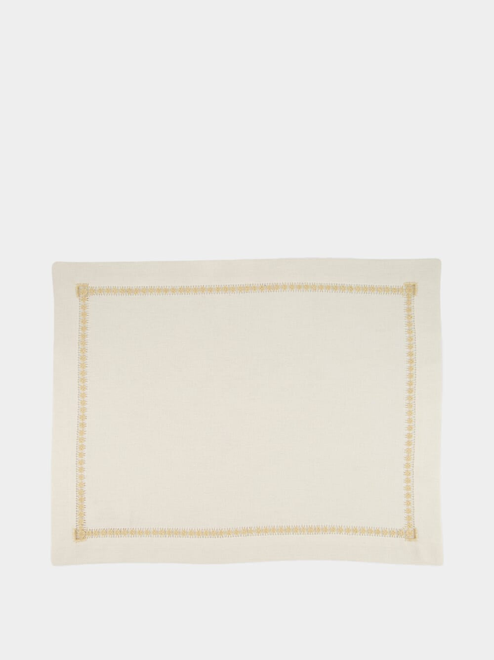 Hand-Embroidered Maria White Linen with Beige Embroidery Placemat