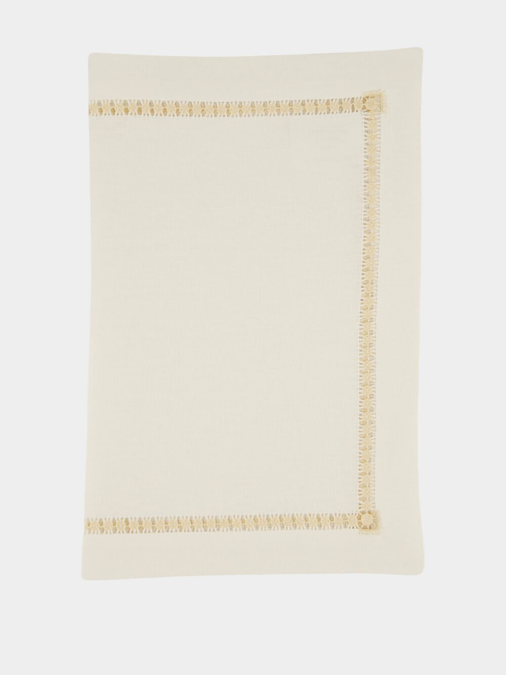 Hand-Embroidered Maria White Linen with Beige Embroidery Placemat