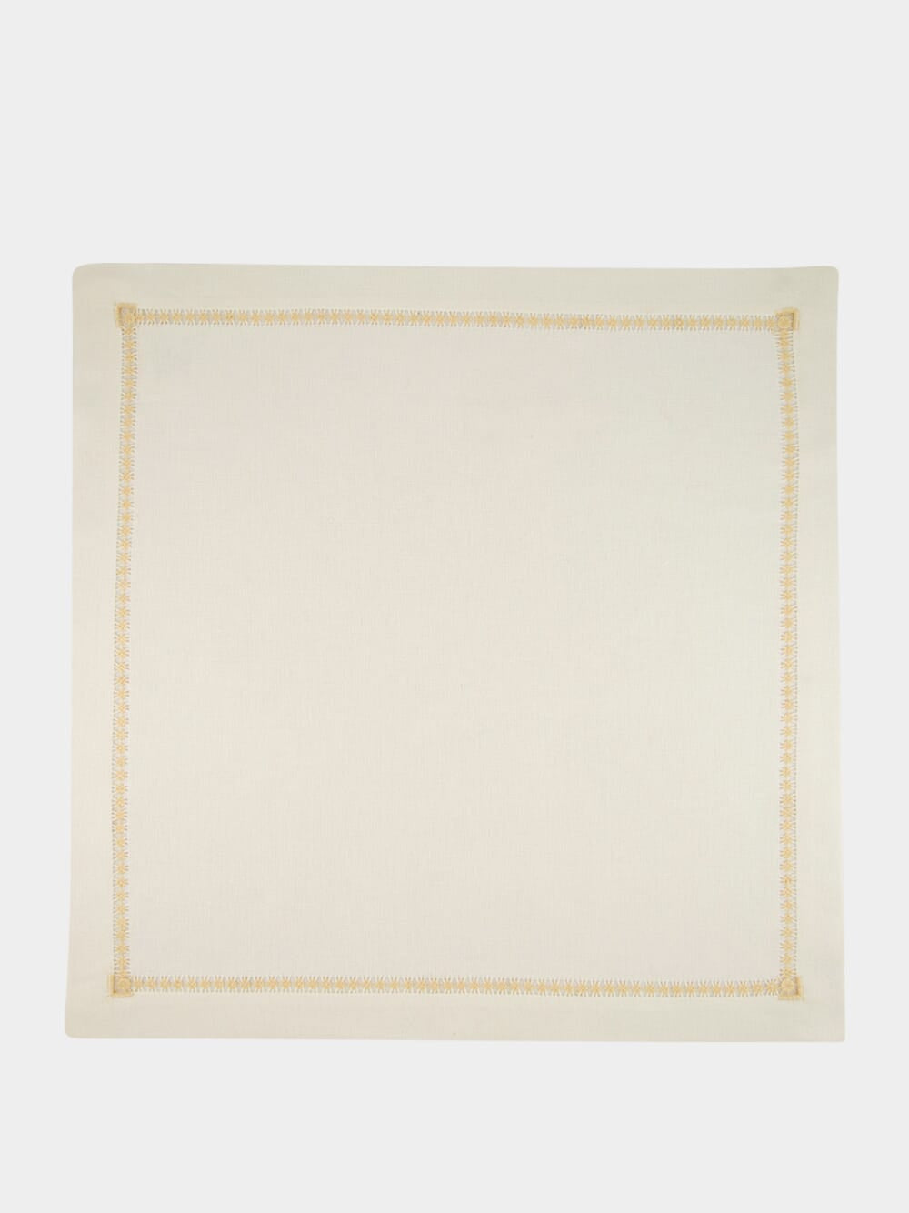 Hand-Embroidered Maria White Linen with Beige Embroidery Napkin