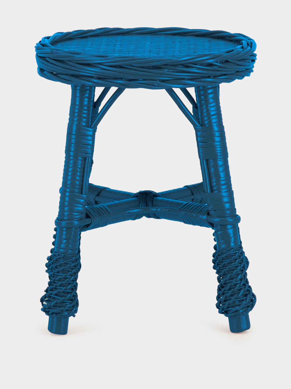 Handmade Furnas Blue Wicker Stool