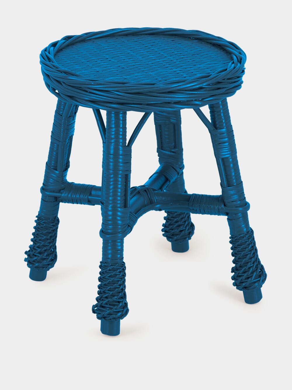 Handmade Furnas Blue Wicker Stool