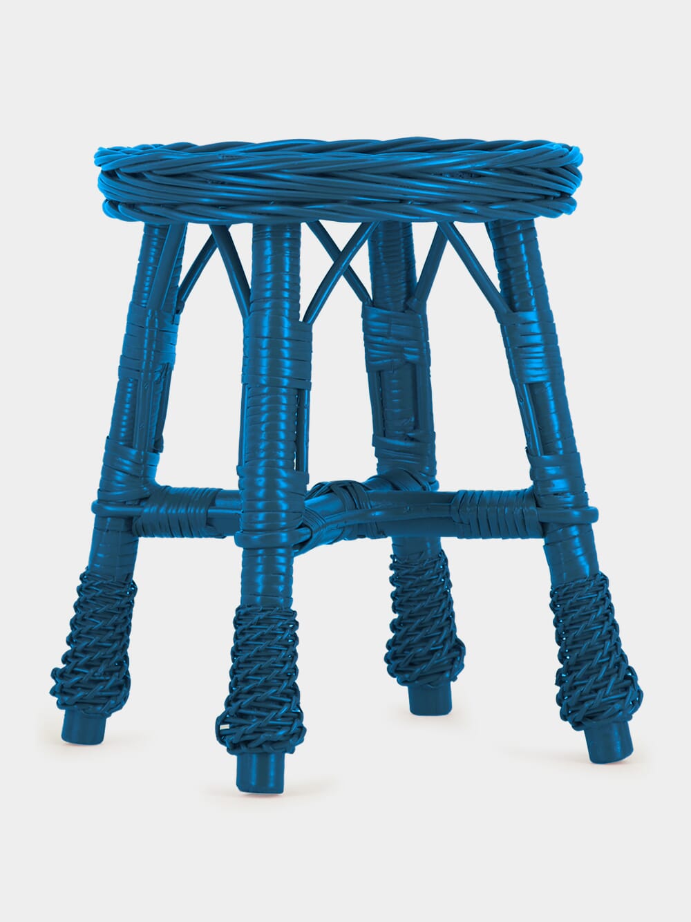 Handmade Furnas Blue Wicker Stool