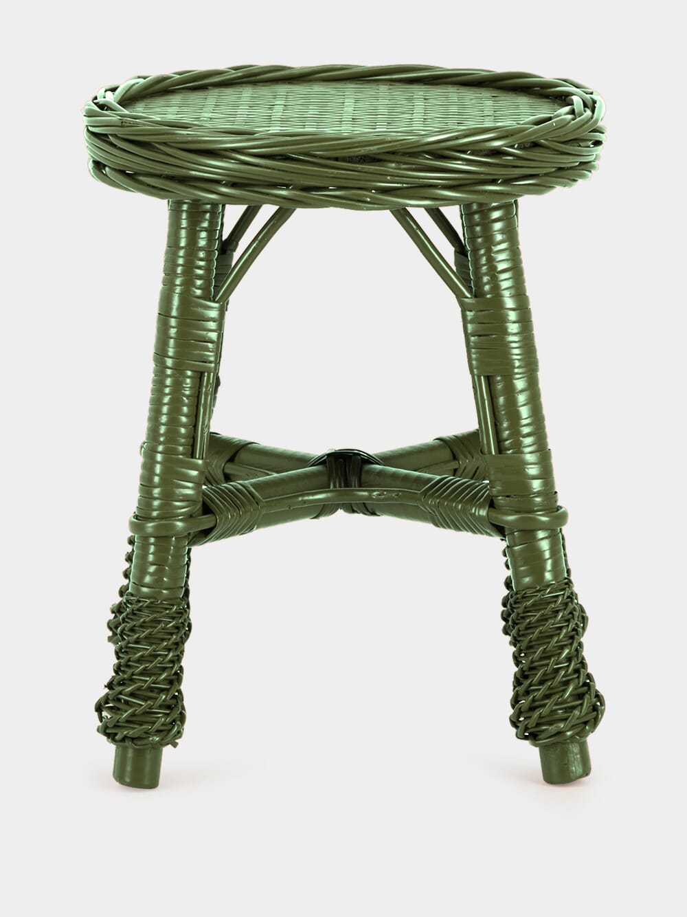 Handmade Furnas Green Wicker Stool