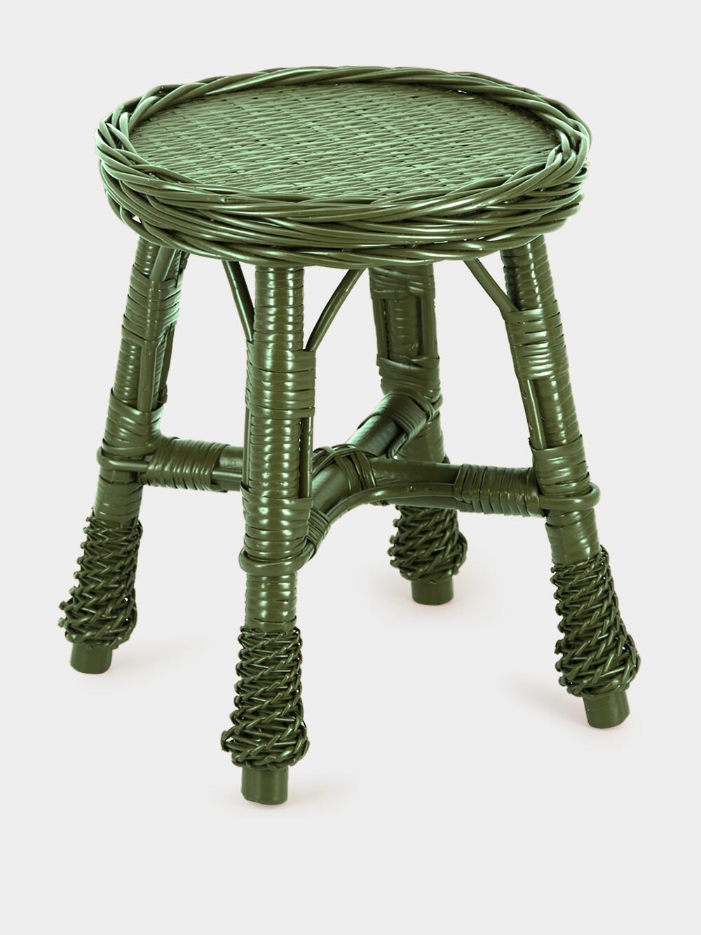 Handmade Furnas Green Wicker Stool