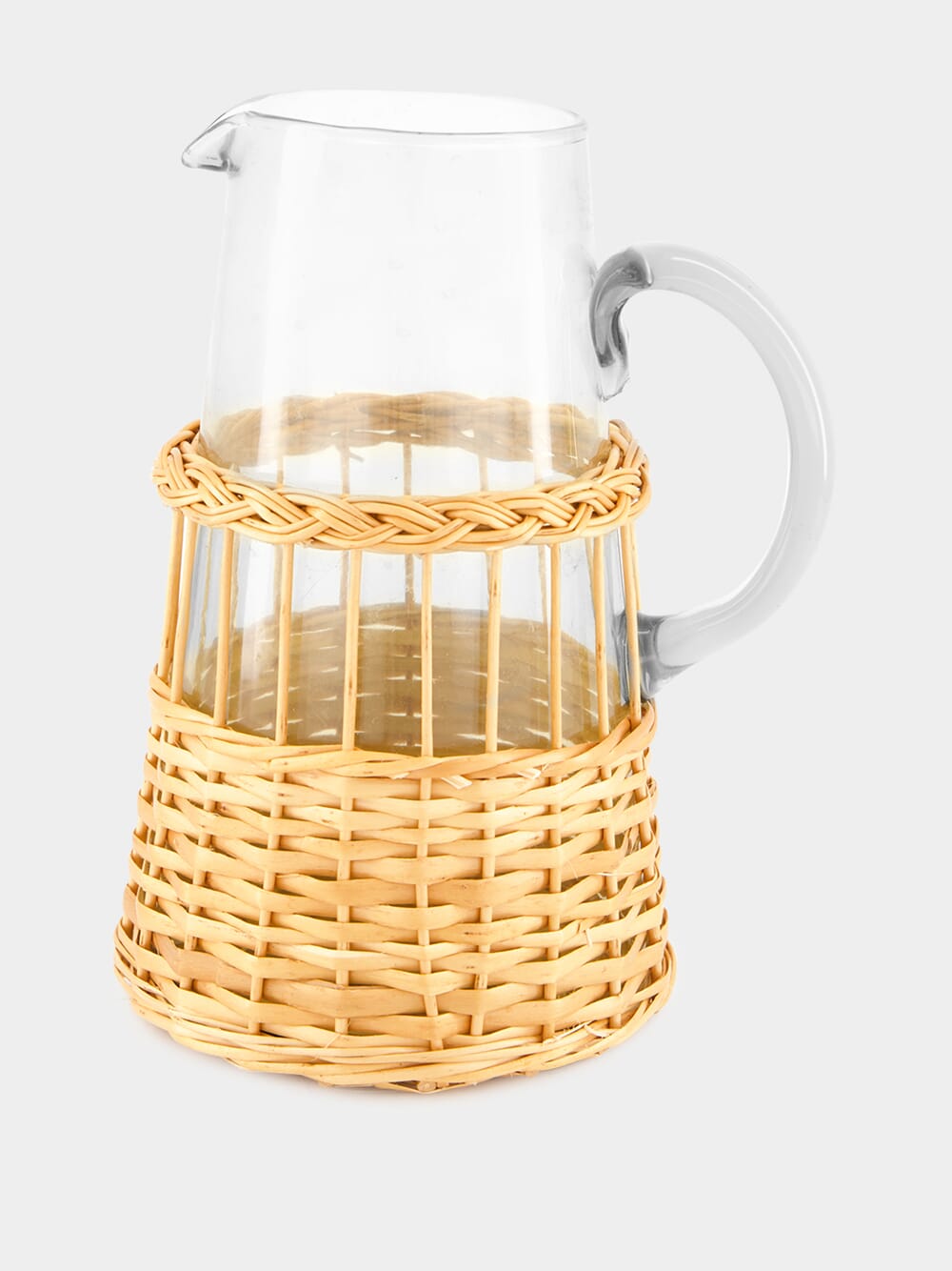 Handmade Vitória Natural Wicker and Glass Jug