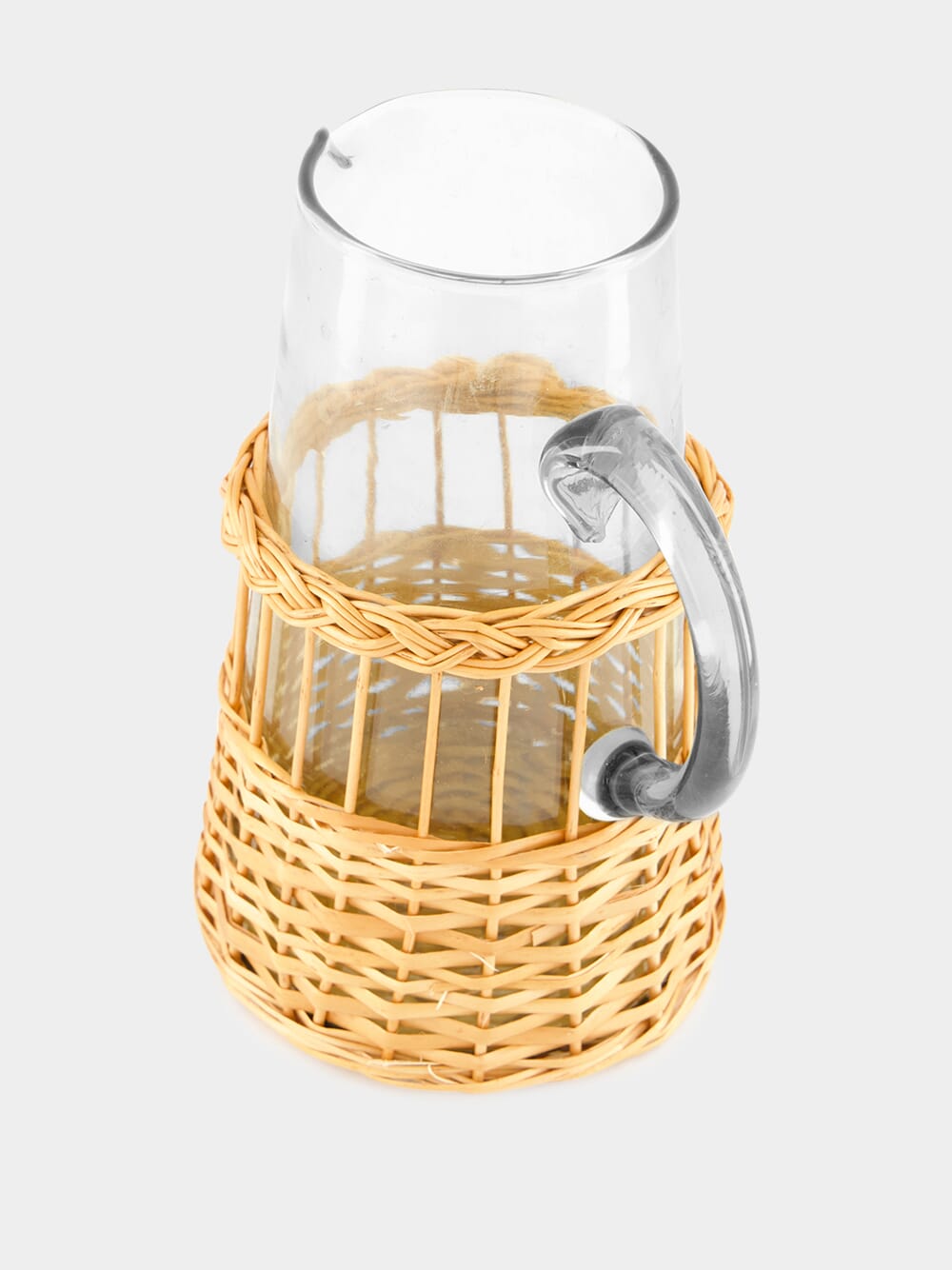 Handmade Vitória Natural Wicker and Glass Jug