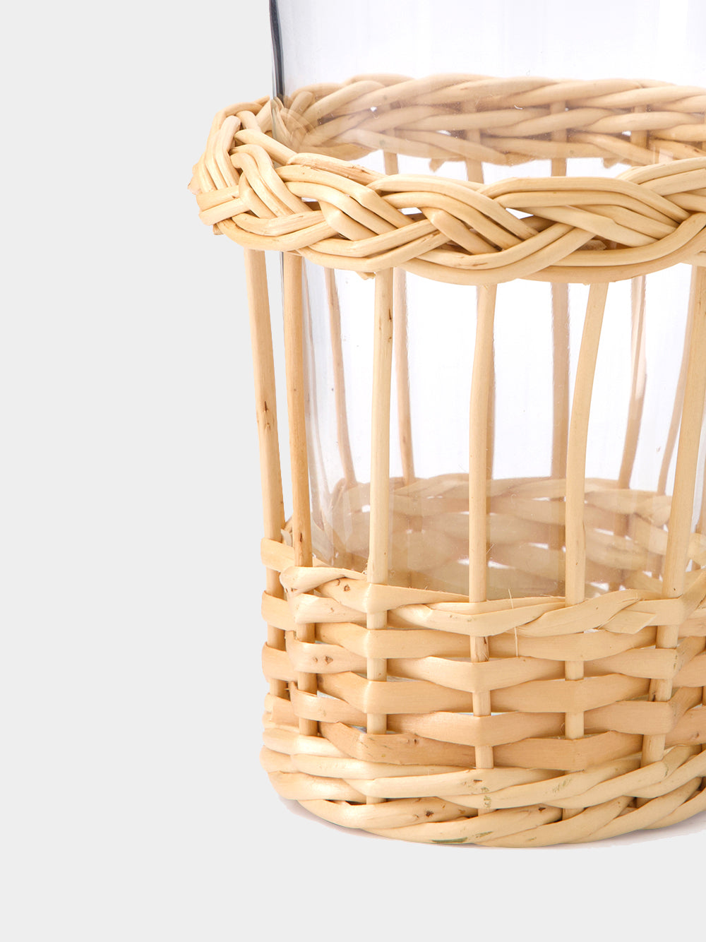 Handmade Vitória Natural Wicker and Glass Tall Tumbler
