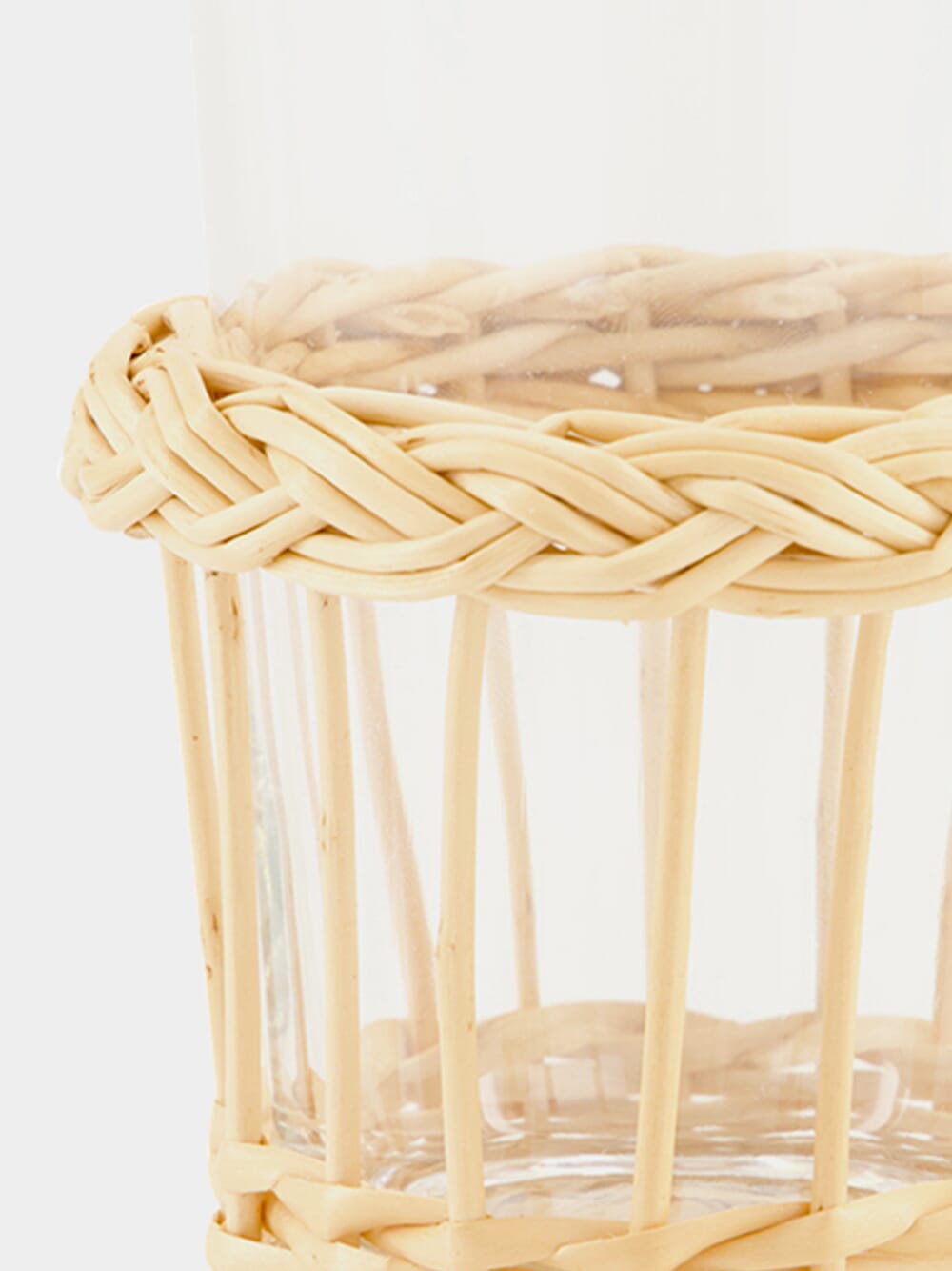Handmade Vitória Natural Wicker and Glass Tall Tumbler