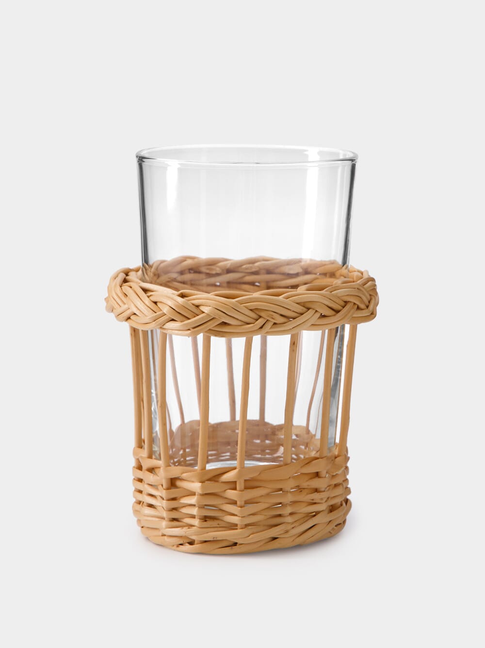 Handmade Vitória Natural Wicker and Glass Tumbler