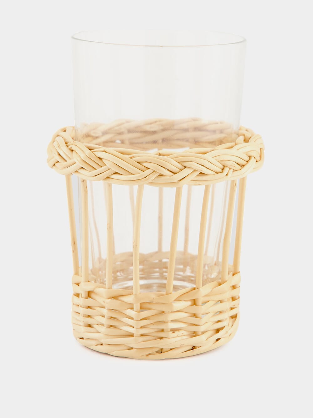 Handmade Vitória Natural Wicker and Glass Tumbler