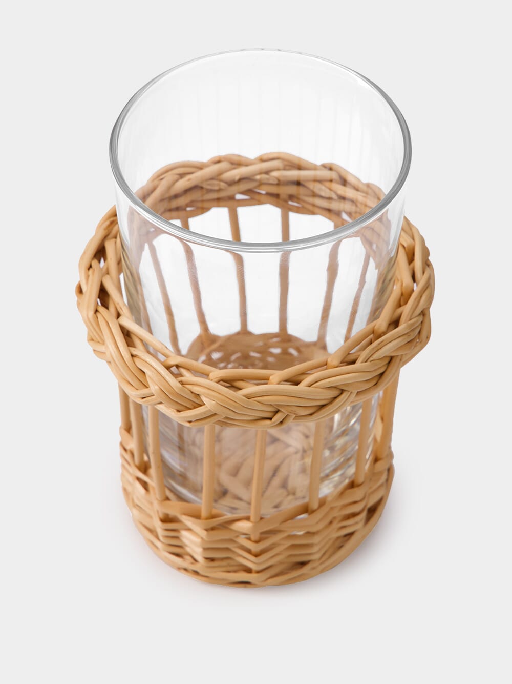 Handmade Vitória Natural Wicker and Glass Tumbler