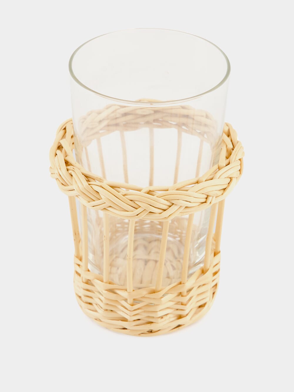 Handmade Vitória Natural Wicker and Glass Tumbler