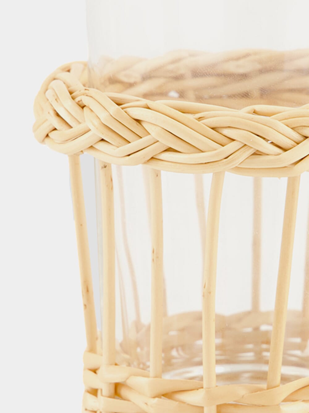 Handmade Vitória Natural Wicker and Glass Tumbler