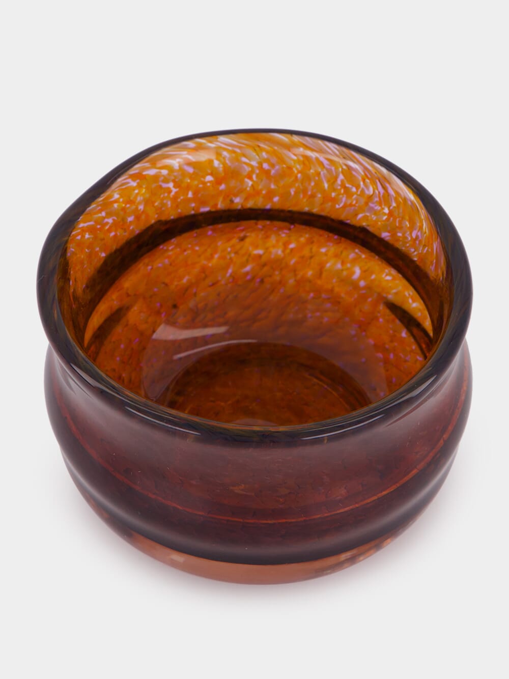 Handblown Avis Amber Glass Bowl