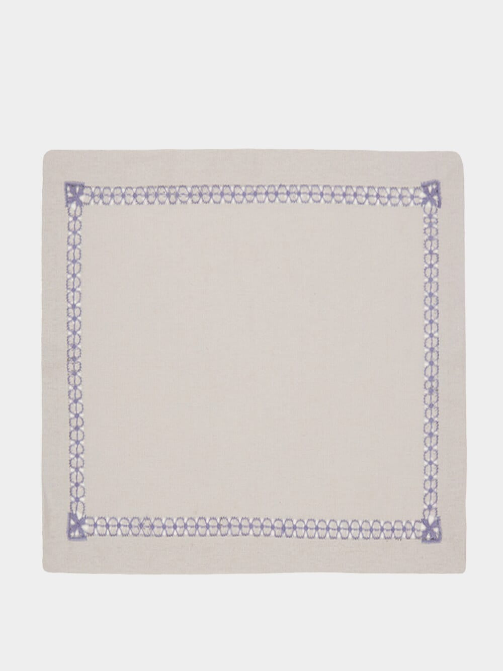 Hand-Embroidered Maria Ice Blue Linen with Blue Embroidery Napkin