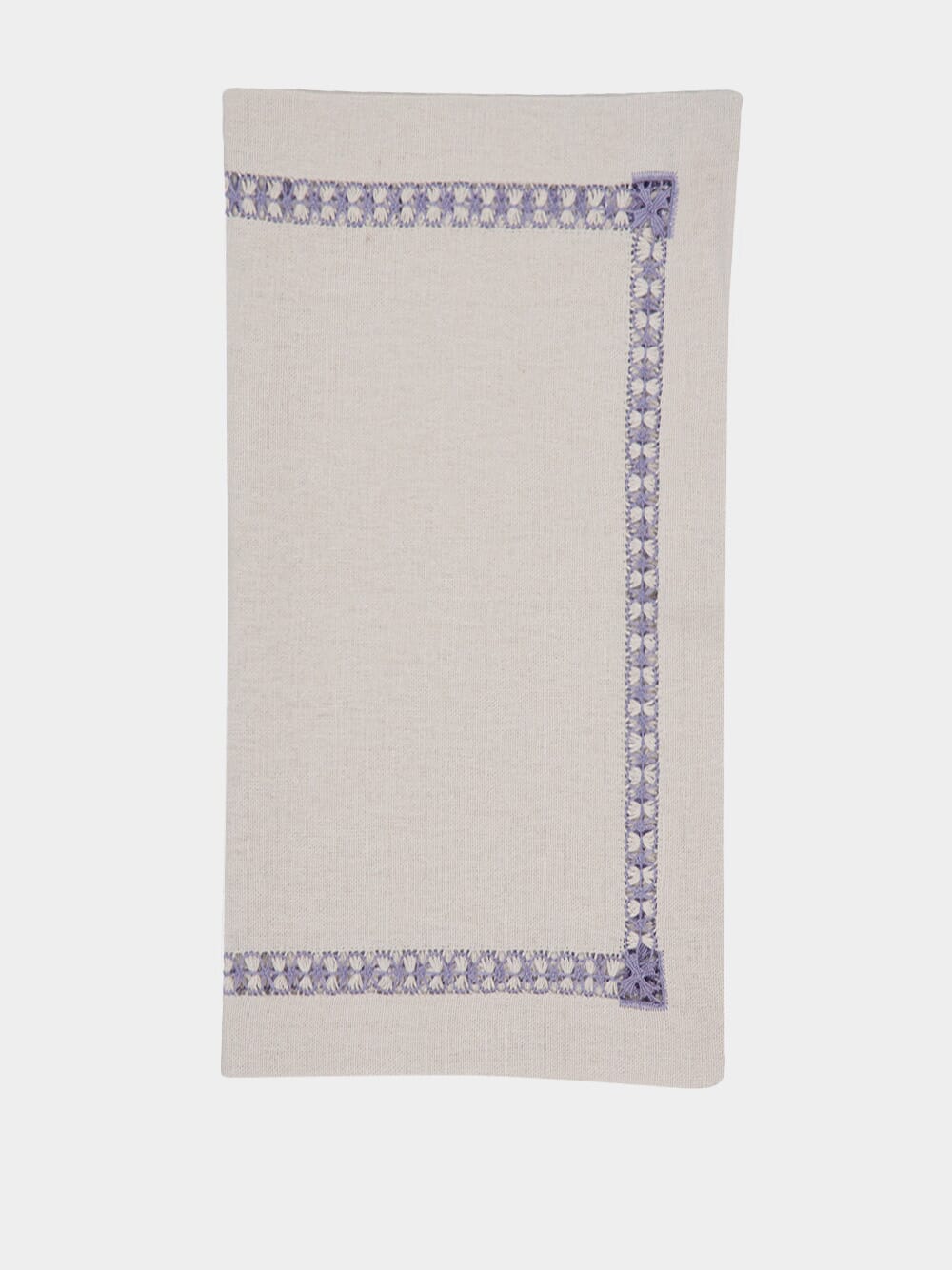 Hand-Embroidered Maria Ice Blue Linen with Blue Embroidery Napkin