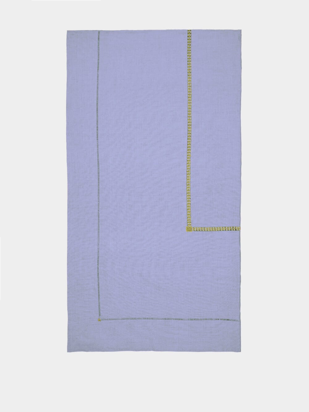 Hand-Embroidered Maria Blue Linen with Green Embroidery Tablecloth