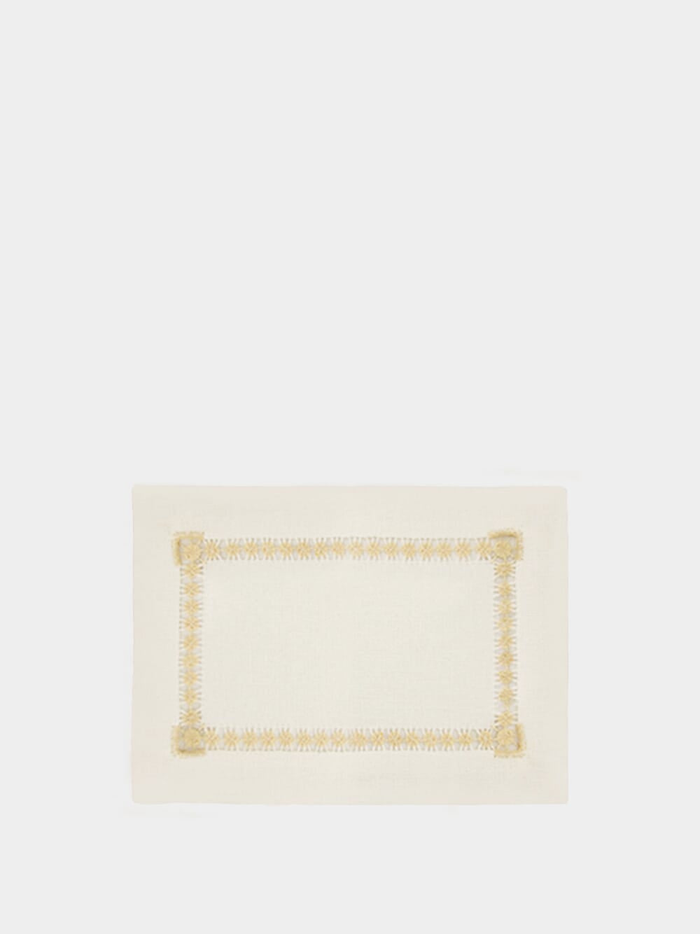 Hand-Embroidered Maria White Linen with Beige Embroidery Napkin