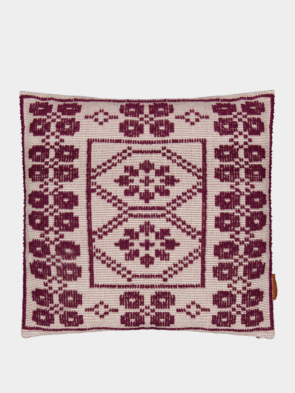 Handmade Inês Bordeaux Cotton and Linen Cushion