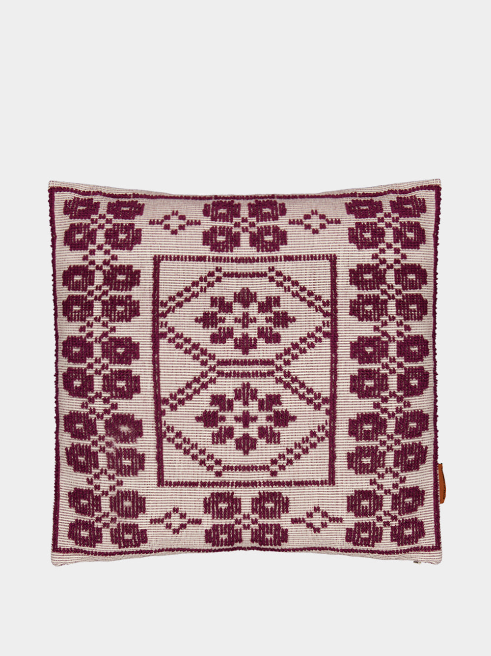 Handmade Inês Bordeaux Cotton and Linen Cushion