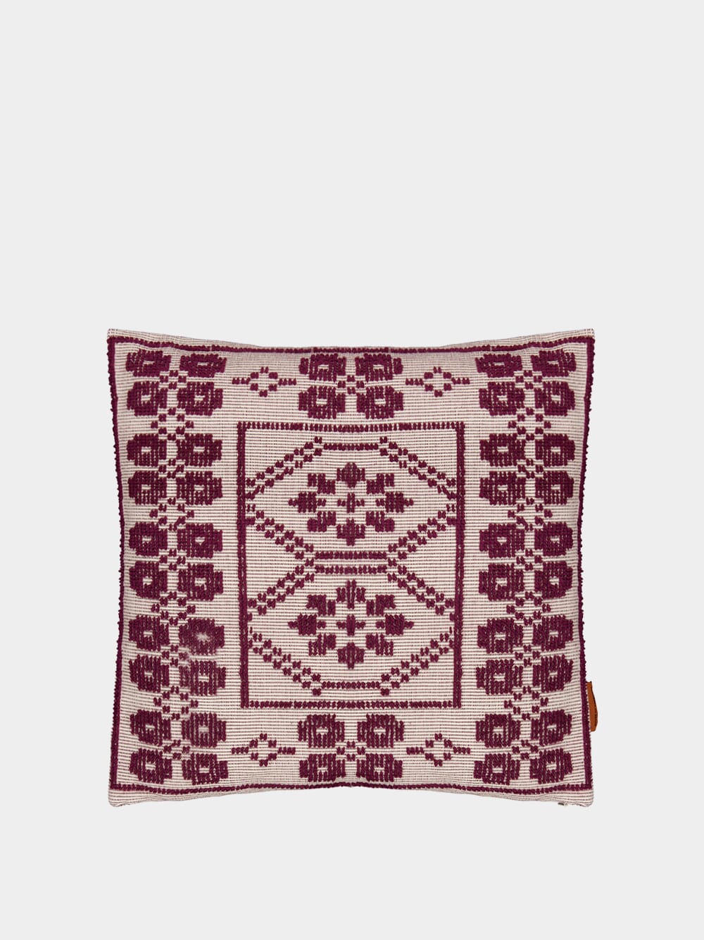 Handmade Inês Bordeaux Cotton Linen Cushion