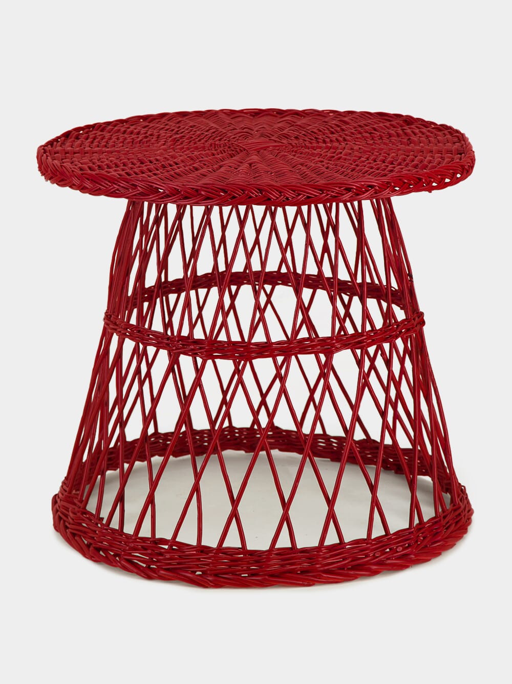 Handmade Furnas Red Wicker Side Table