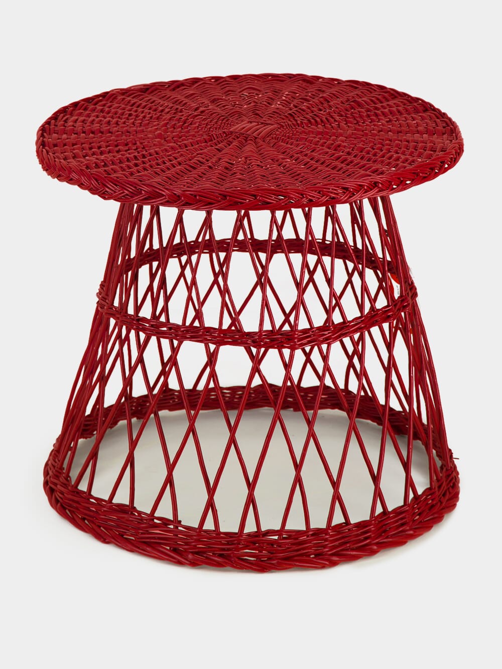 Handmade Furnas Red Wicker Side Table