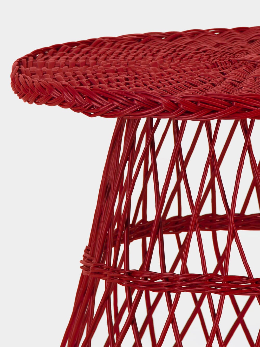 Handmade Furnas Red Wicker Side Table