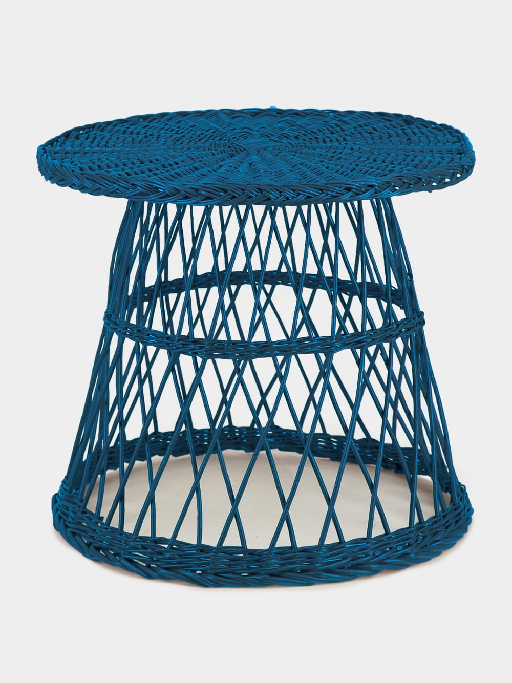 Handmade Furnas Blue Wicker Side Table