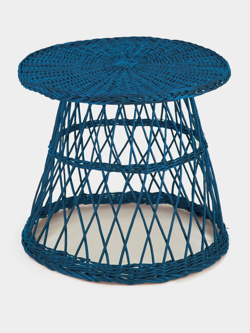 Handmade Furnas Blue Wicker Side Table