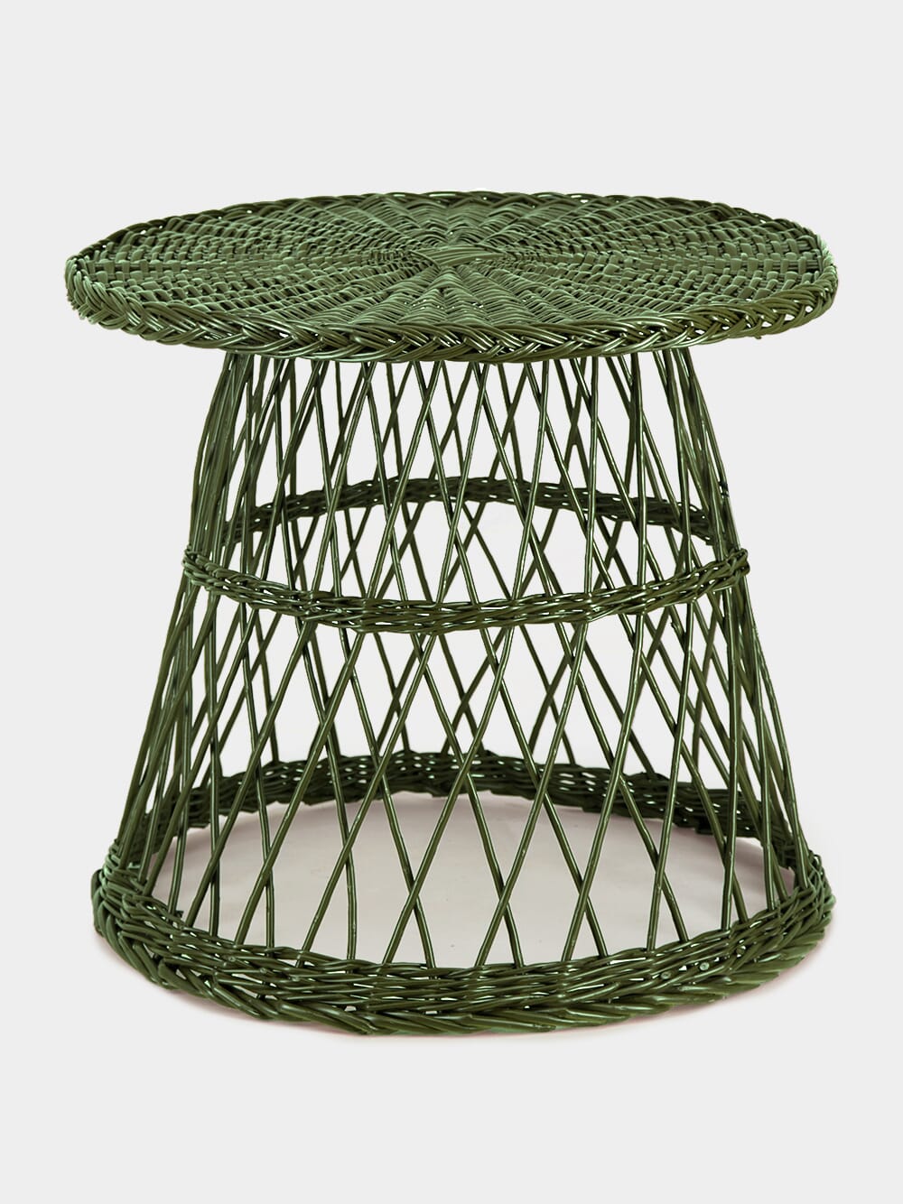 Handmade Furnas Green Wicker Side Table