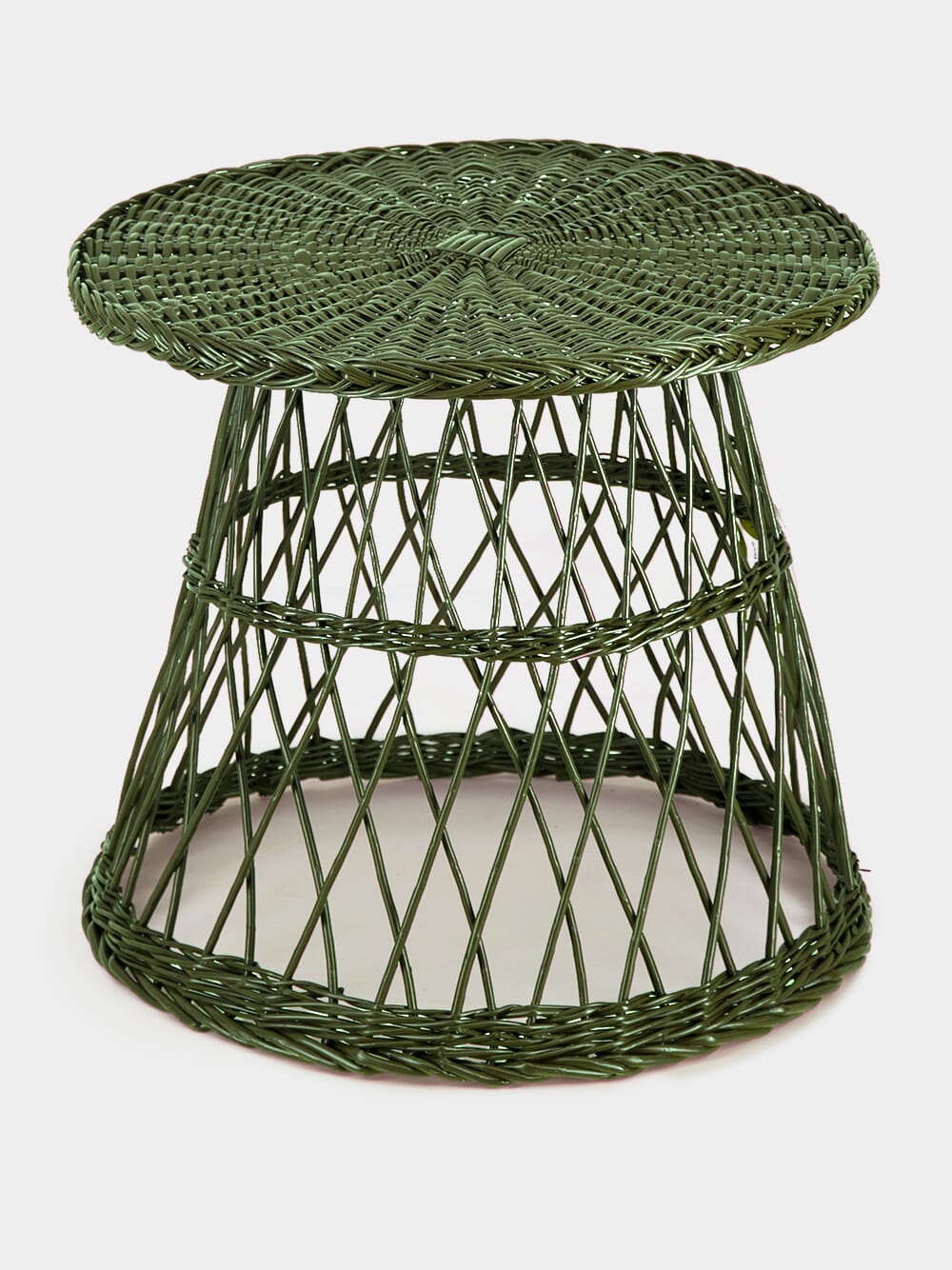 Handmade Furnas Green Wicker Side Table