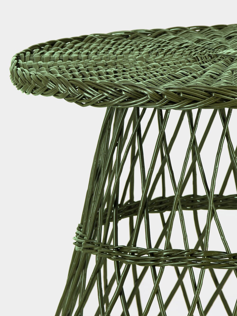 Handmade Furnas Green Wicker Side Table