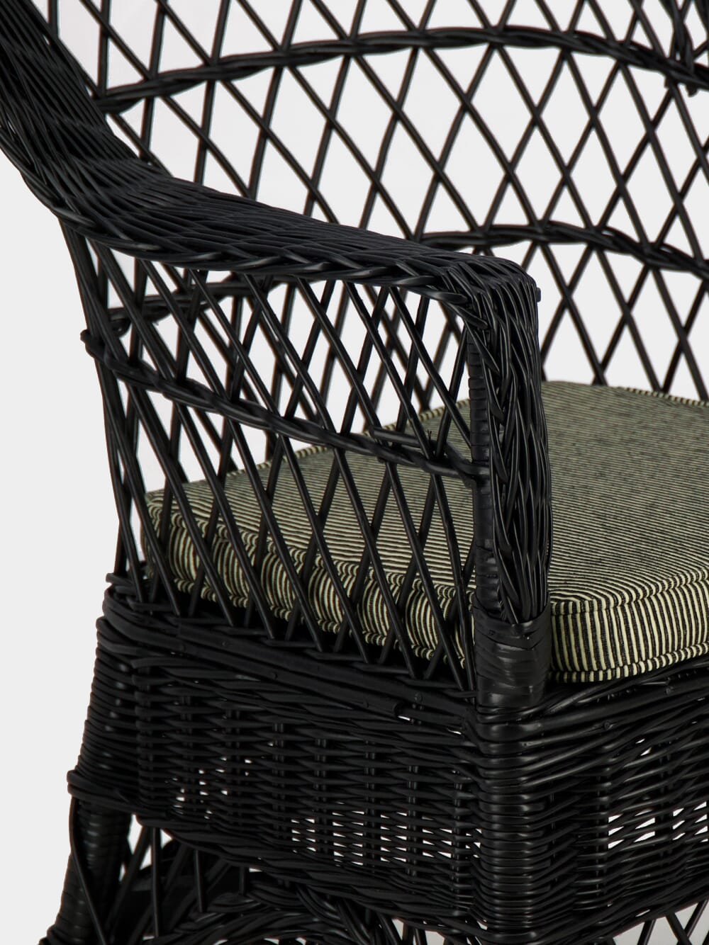 Handmade Furnas Black Wicker Armchair