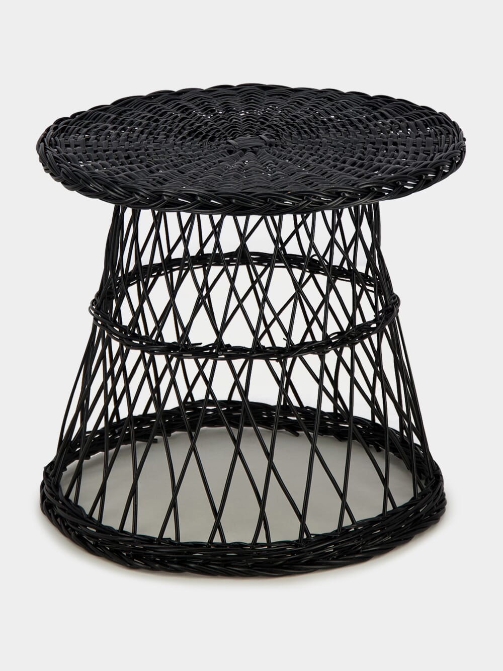 Handmade Furnas Black Wicker Side Table