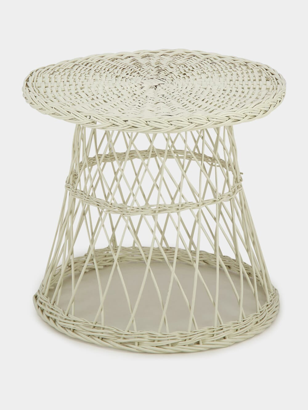 Handmade Furnas Ivory Wicker Side Table
