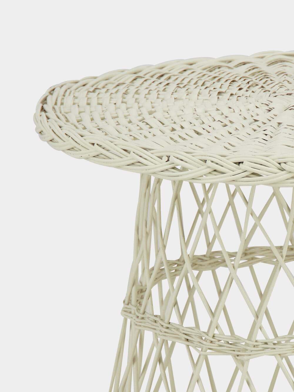 Handmade Furnas Ivory Wicker Side Table