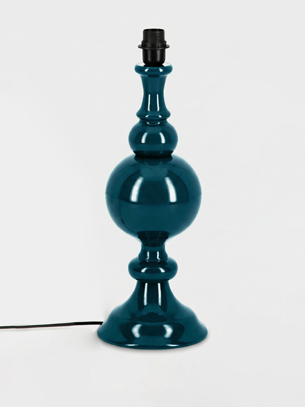 Sado Petrol Blue Wood Lamp Base