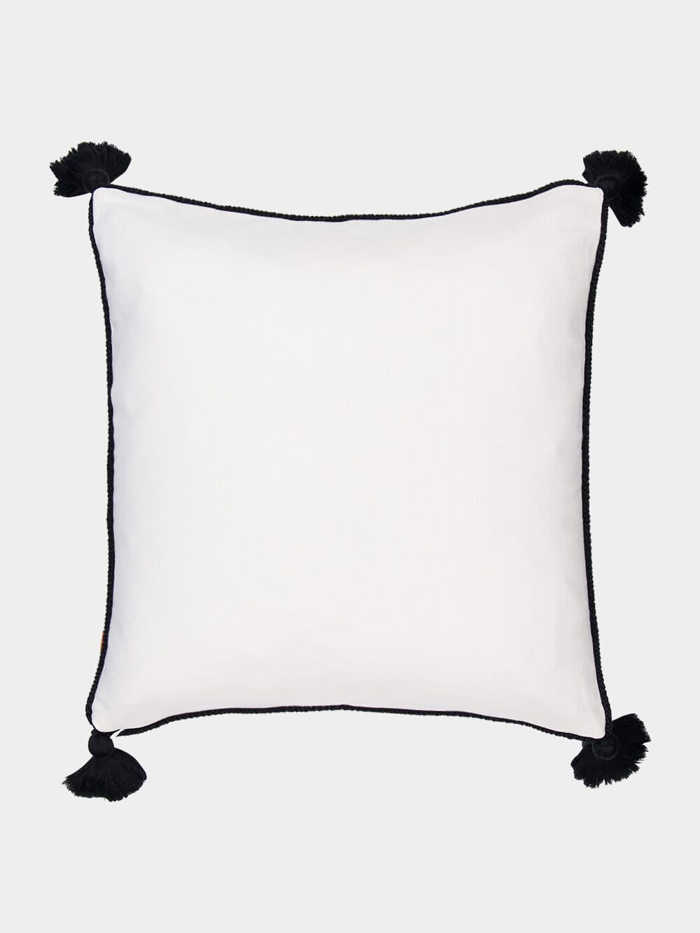 Hand-Embroidered Viana Ivory Linen with Black Embroidery Cushion