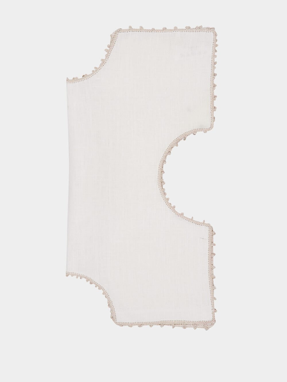 Hand-Embroidered Teresa White Linen With Ivory Crochet Bread Basket Cloth