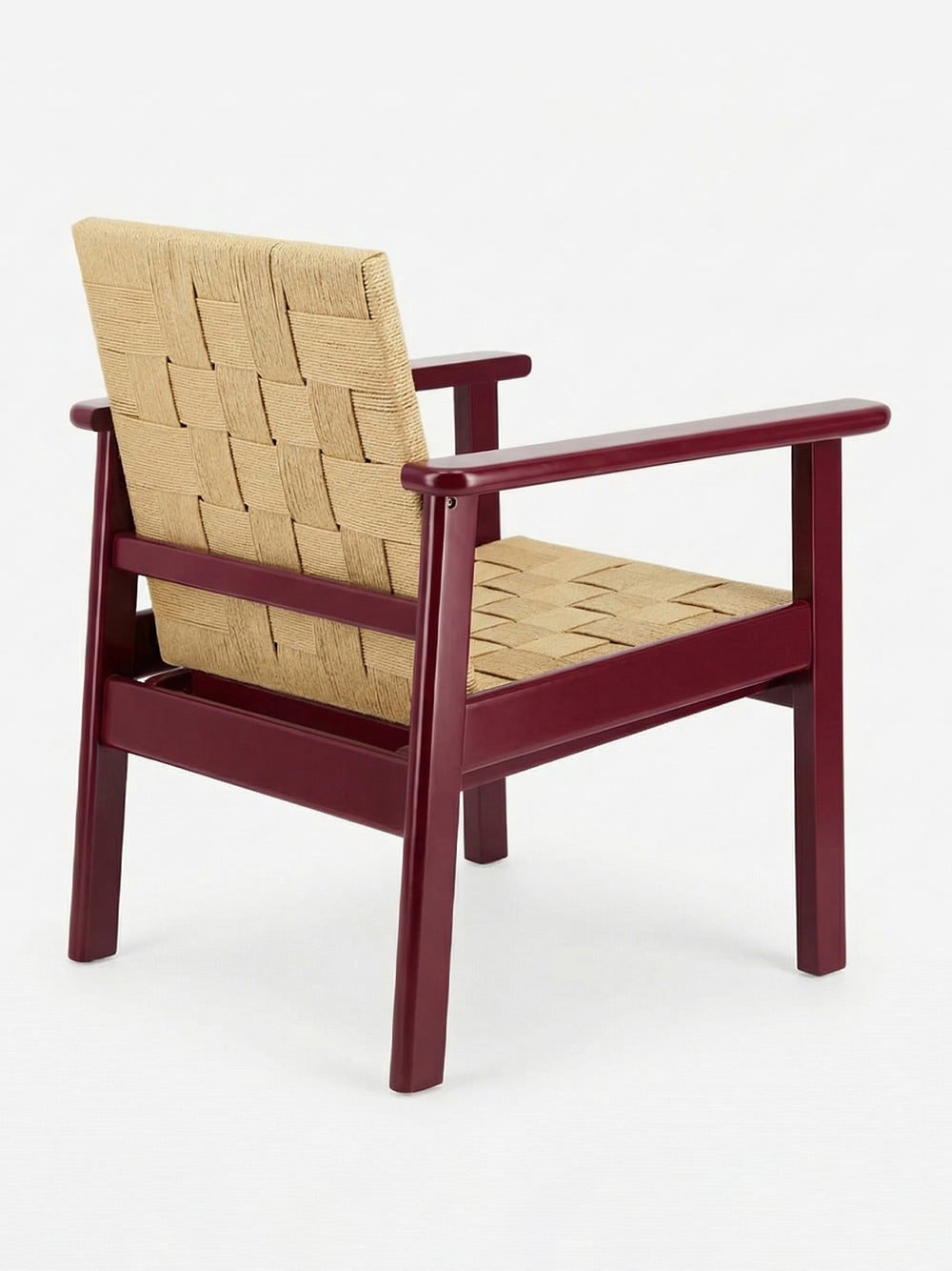 Medeiros Bordeaux Wood and Natural Cord Armchair