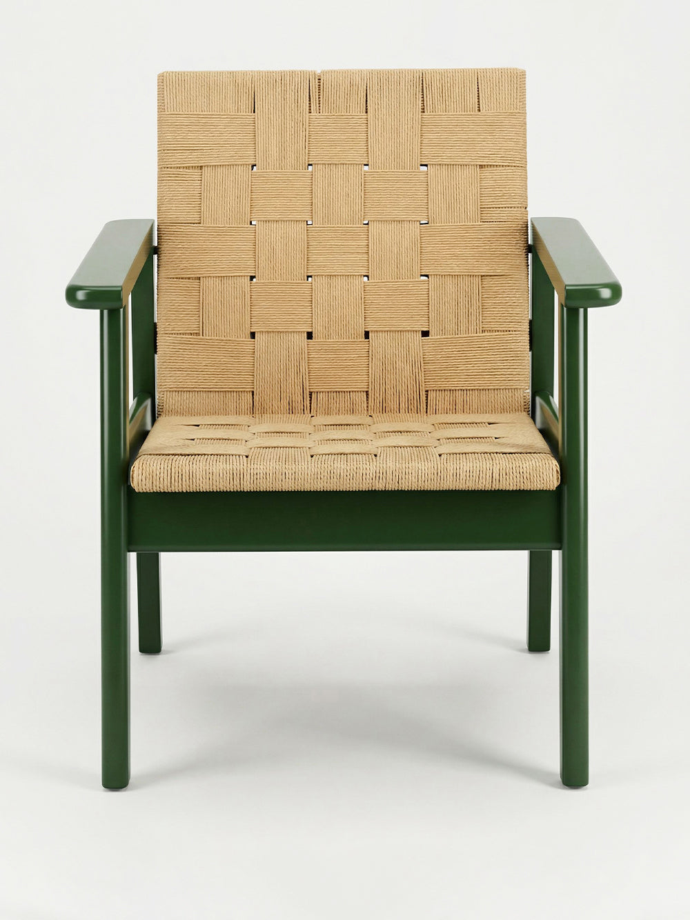Medeiros Green Wood and Natural Cord Armchair