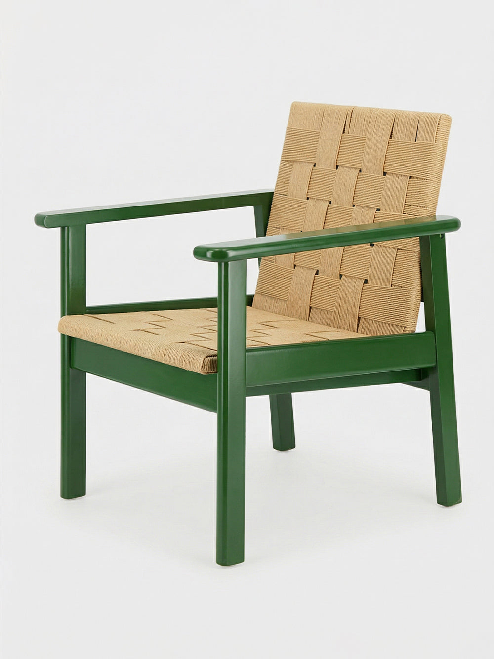 Medeiros Green Wood and Natural Cord Armchair