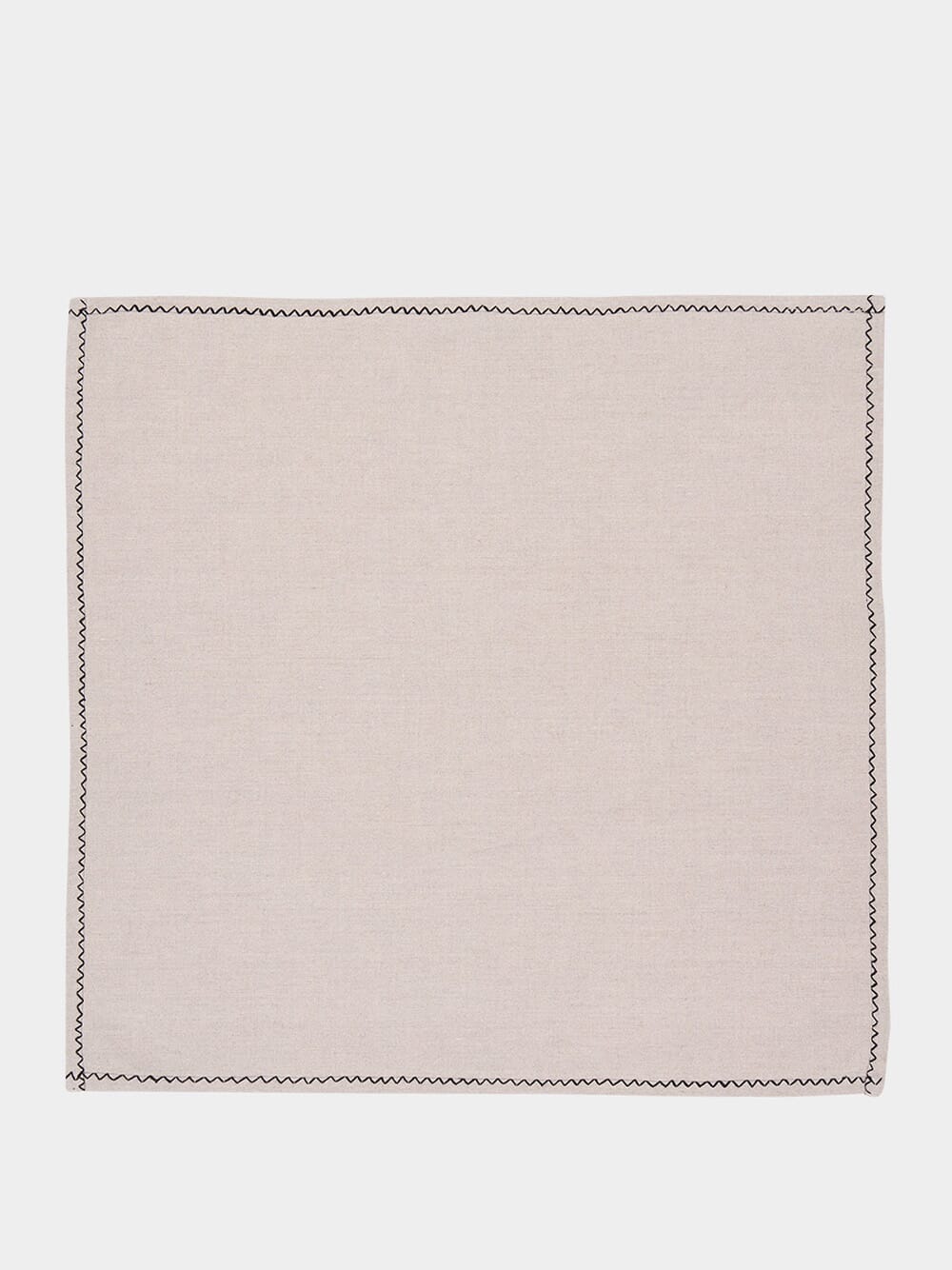 Hand-Embroidered Viana Beige Linen With Black Embroidery Placemat and Napkin Set