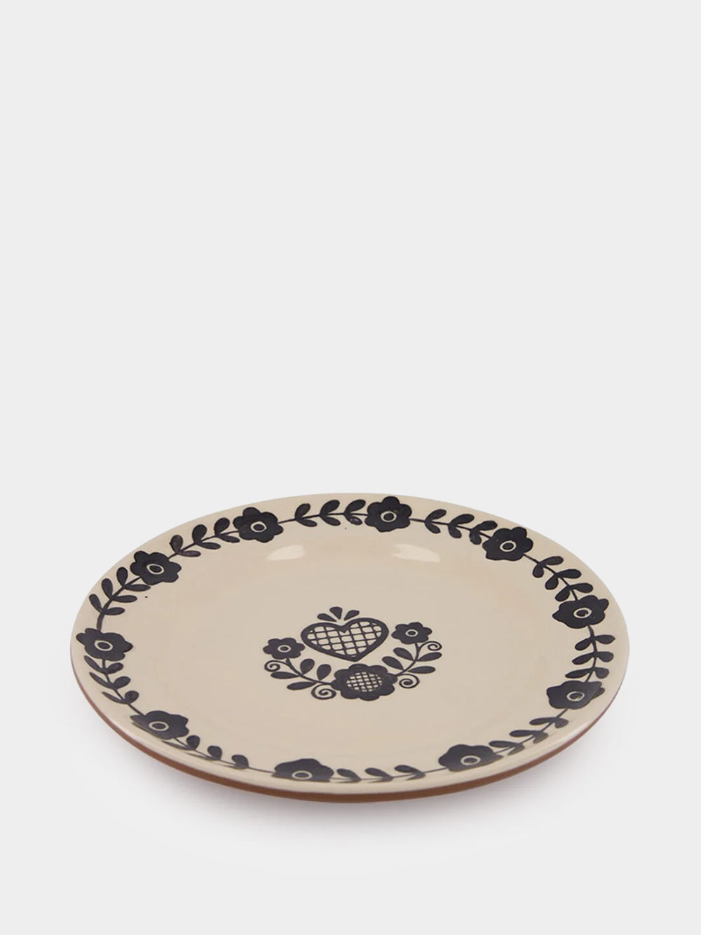 Hand-Painted Viana Black Stoneware Dinner Plate