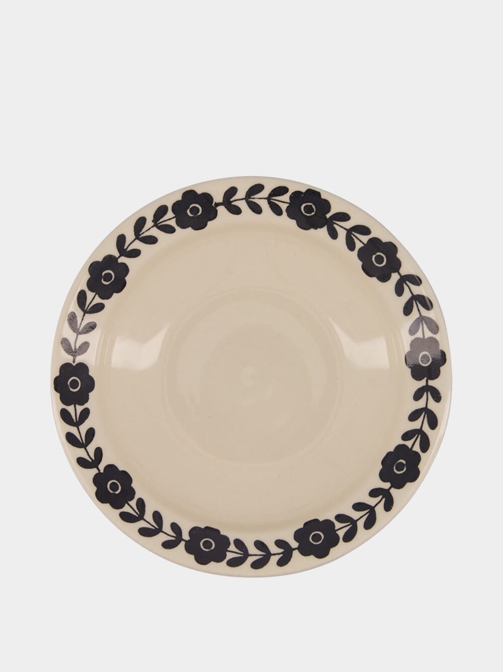 Hand-Painted Viana Black Stoneware Soup Plate